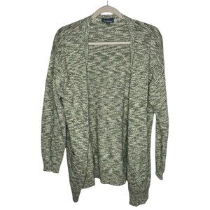 ModCloth Womens Cardigan‎ Open Front Color Large Green Marled Pockets